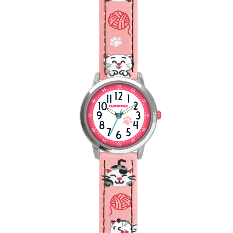 CLOCKODILE Růžové dívčí dětské hodinky KOČKY CWG5141