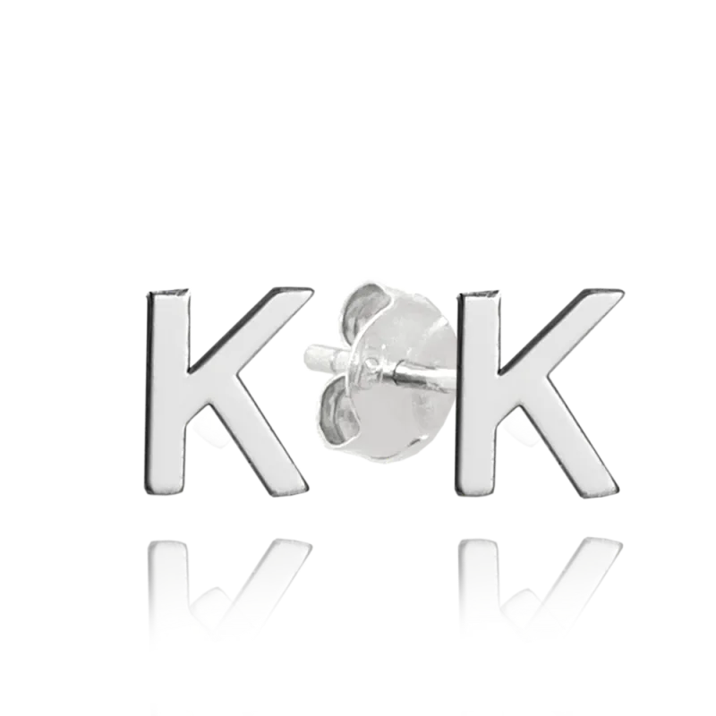 MINET Stříbrné náušnice písmeno "K" JMAS900KSE00