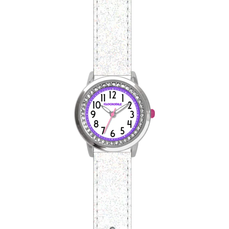 CLOCKODILE Bílé třpytivé dívčí dětské hodinky se kamínky CLOCKODILE SPARKLE CWG5121