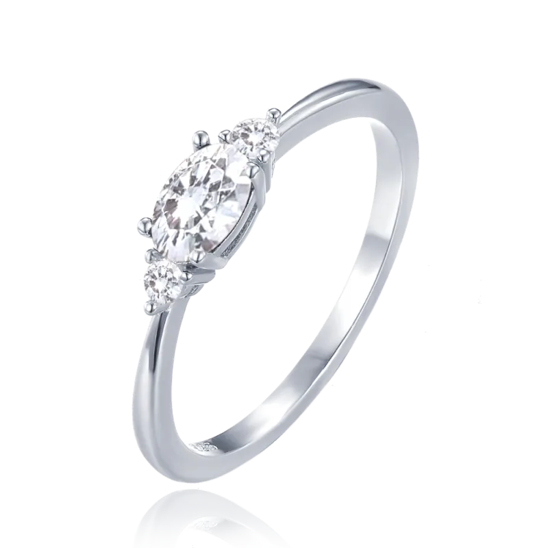 MINET Luxusní stříbrný prsten s bílými zirkony vel. 58