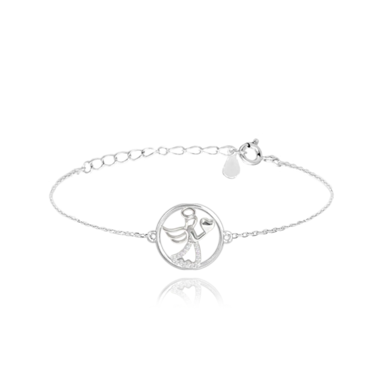 MINET Stříbrný náramek ANDĚL se srdíčkem