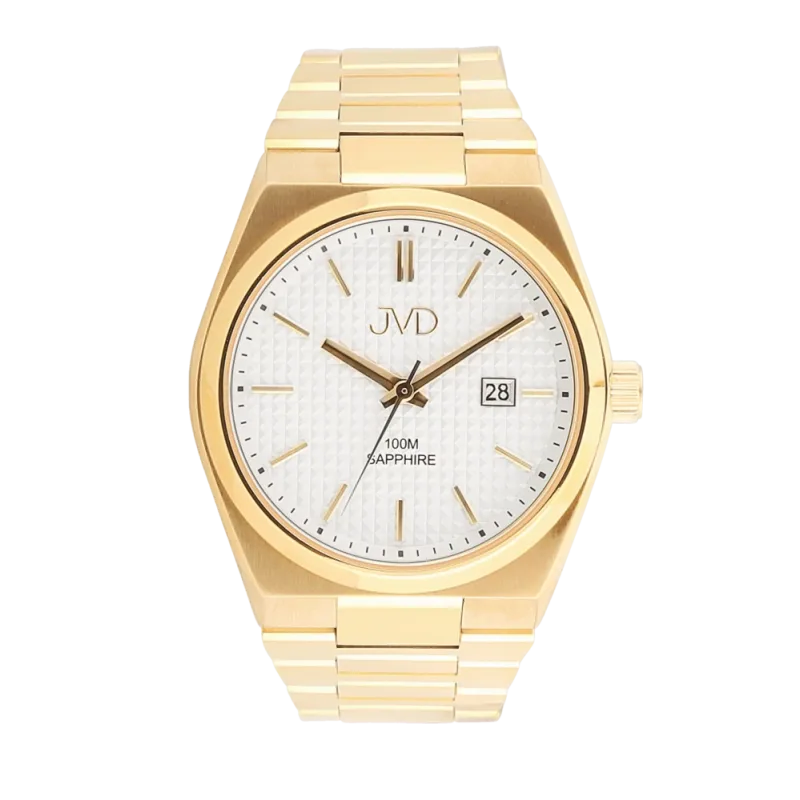 JVD Pánské vodotěsné ocelové pozlacené hodinky JVD J1133.1 se safírovým sklem