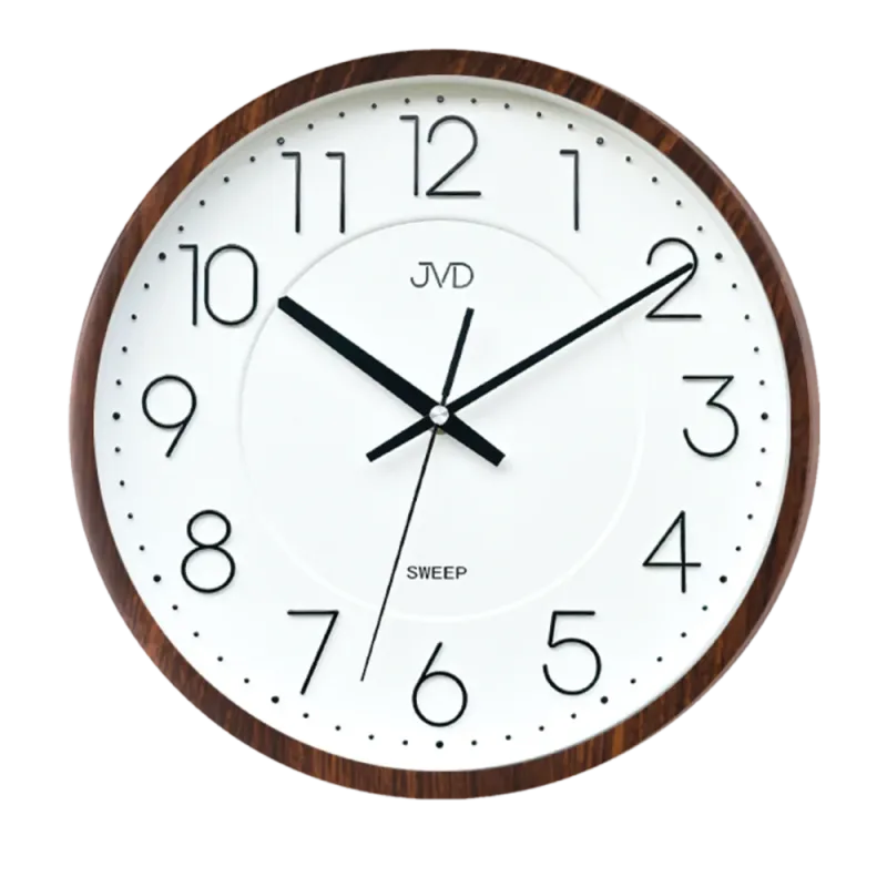 JVD Nástěnné tiché netikající hodiny JVD HX2495.3 v imitaci dřeva