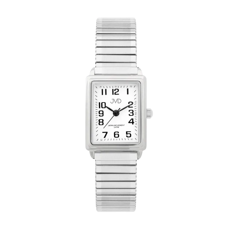 Elegantní hranaté ocelové hodinky JVD steel J4072.3 - unisex s pérovacím páskem