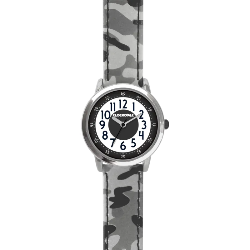 CLOCKODILE Svítící šedé chlapecké dětské hodinky ARMY s maskáčovým vzorem CWB0032