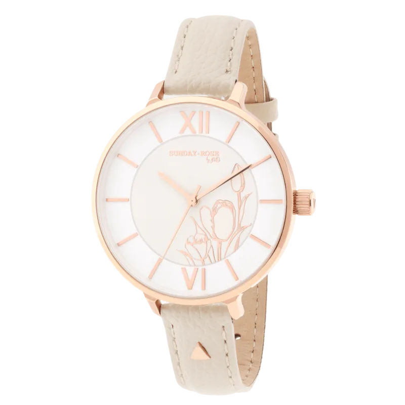 SUNDAY ROSE Dámské designové hodinky SUNDAY ROSE Fashion Tulip Leather SUN-F08