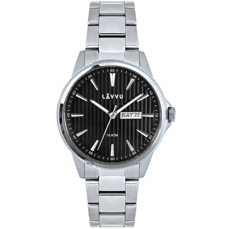 LAVVU Stylové pánské hodinky TRONES Black 100 M LWM0271