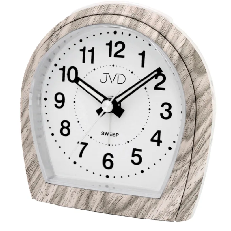 JVD Netikající tichý ručičkový budík v imitaci dřeva JVD SRP812.D12