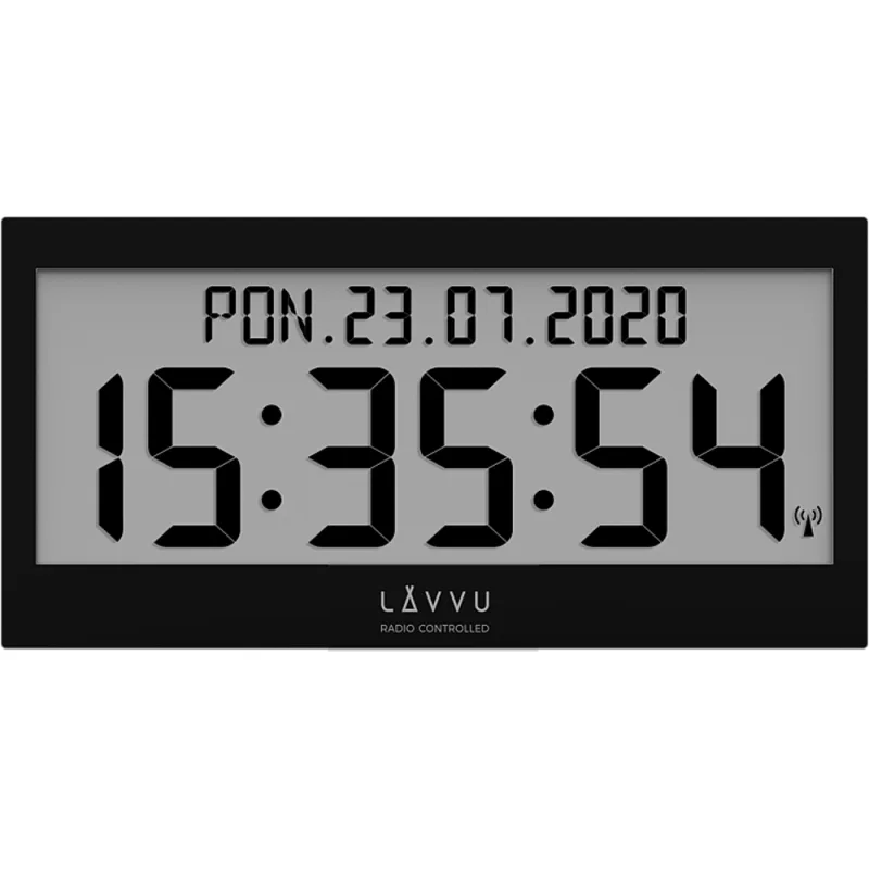 LAVVU Černé digitální hodiny s češtinou LAVVU MODIG řízené rádiovým signálem LCX0011