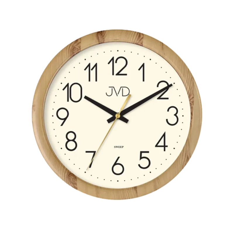 JVD Nástěnné tiché netikající hodiny JVD H608.2 v imitaci dřeva