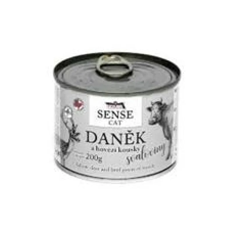 FALCO SENSE Cat daněk a hovězí kousky svaloviny, konzerva 200g