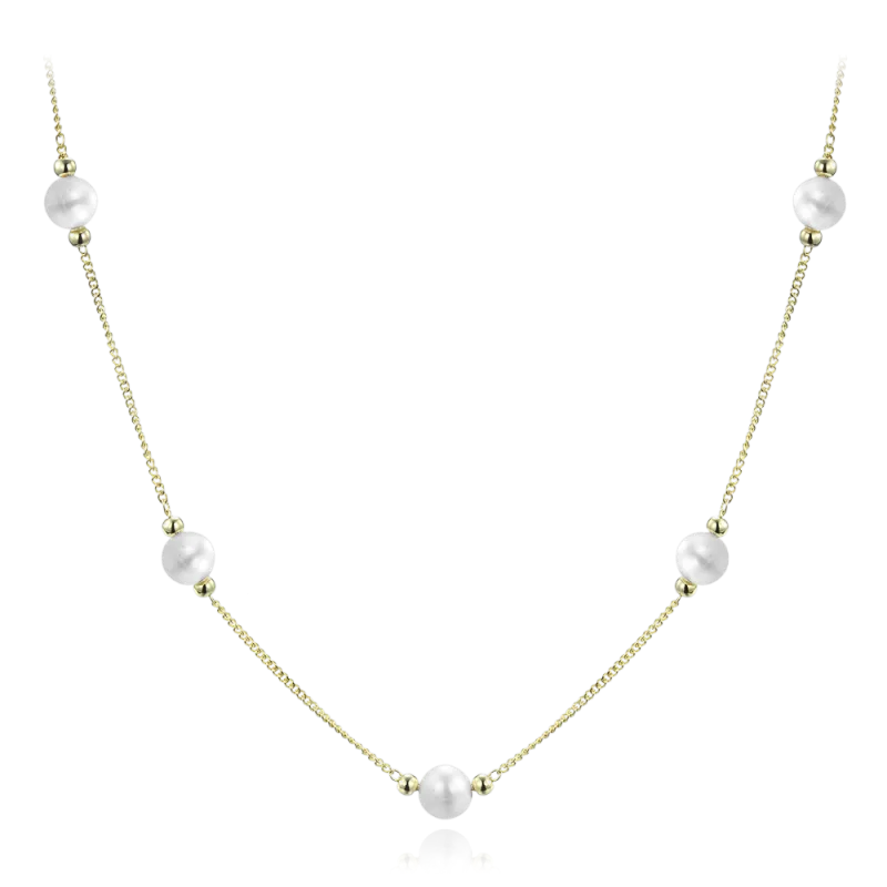 MINET Pozlacený stříbrný náhrdelník s přírodními perlami JMAS7056GN47