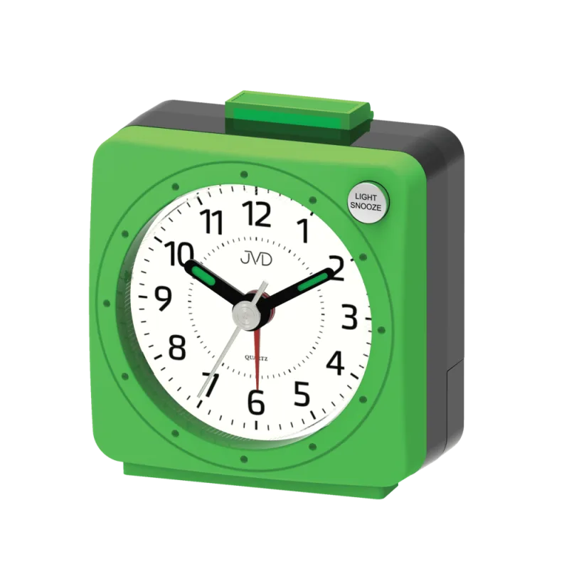 JVD Zelený analogový nejlevnější baterkový budík JVD SR220.13 s osvětlením
