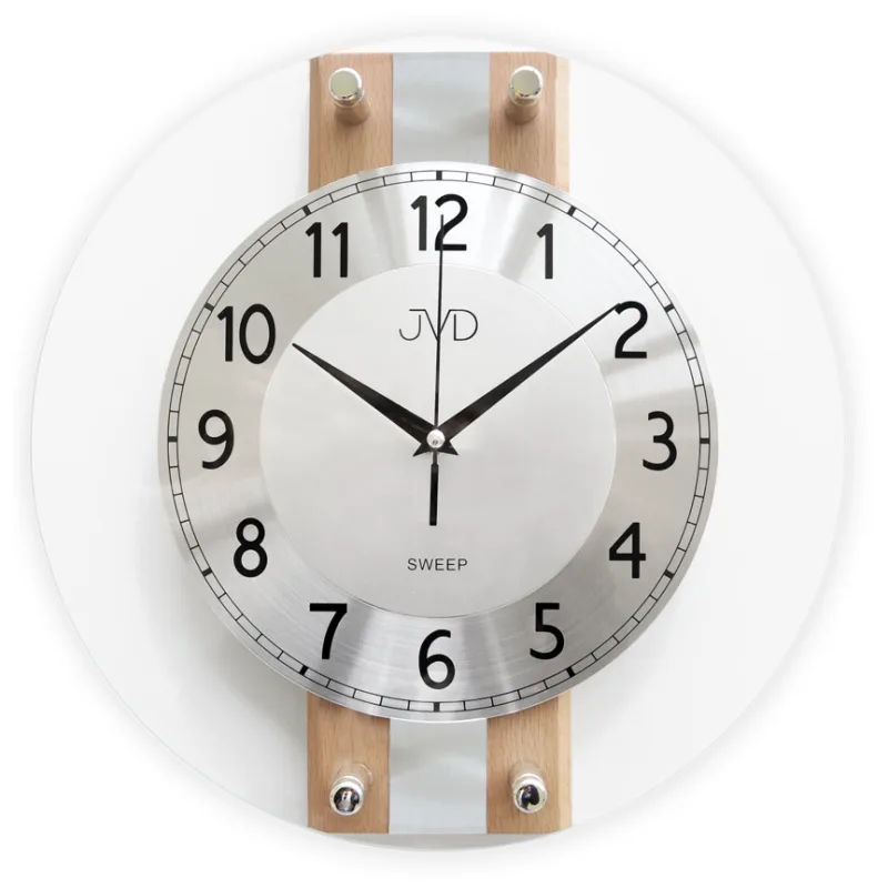 JVD Netikající tiché dřevěné kulaté nástěnné hodiny JVD NS21052/68