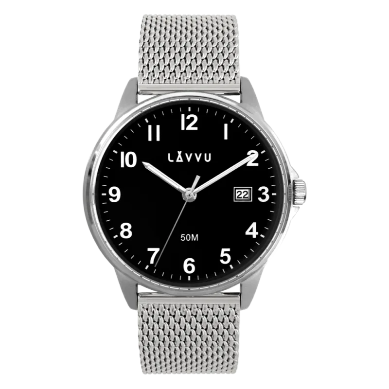 LAVVU Pánské Stříbrné hodinky GÖTEBORG MESH LWM0116