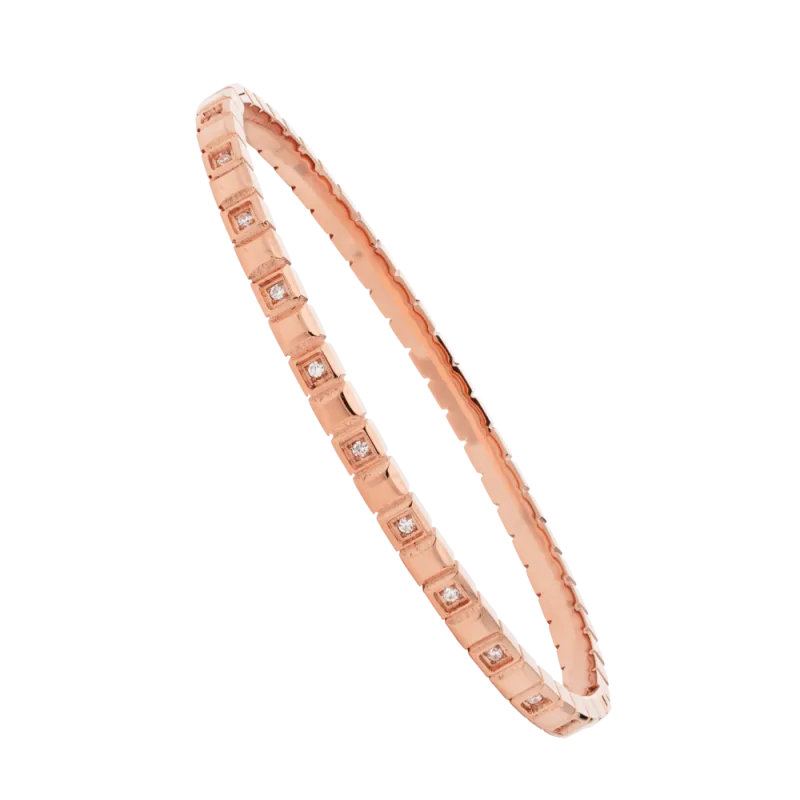 JVD Dámský pevný ocelový rose gold náramek se zirkony JGB13R