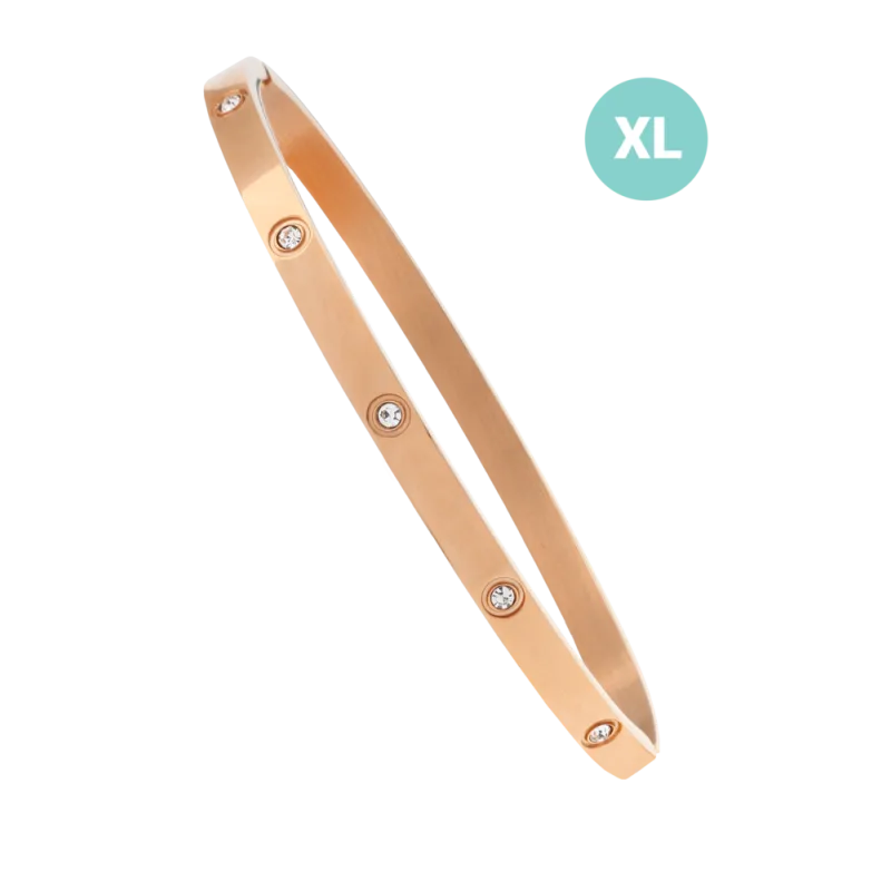 JVD Dámský ocelový rose gold náramek se zirkony JGB1RXL