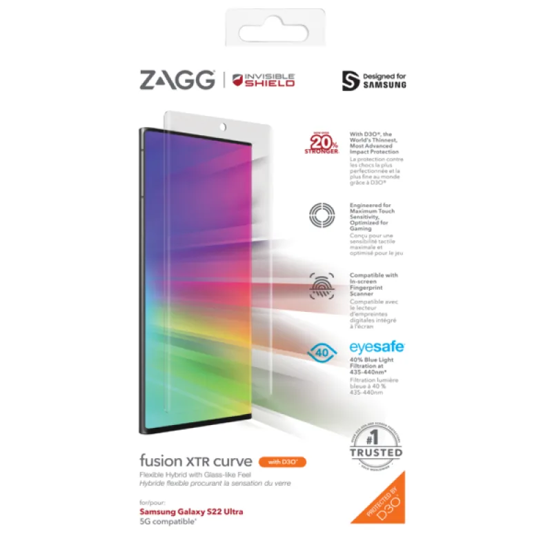 ZAGG Invisible Shield Fusion XTR D3O Curve hybridné sklo SG S22 Ultra…