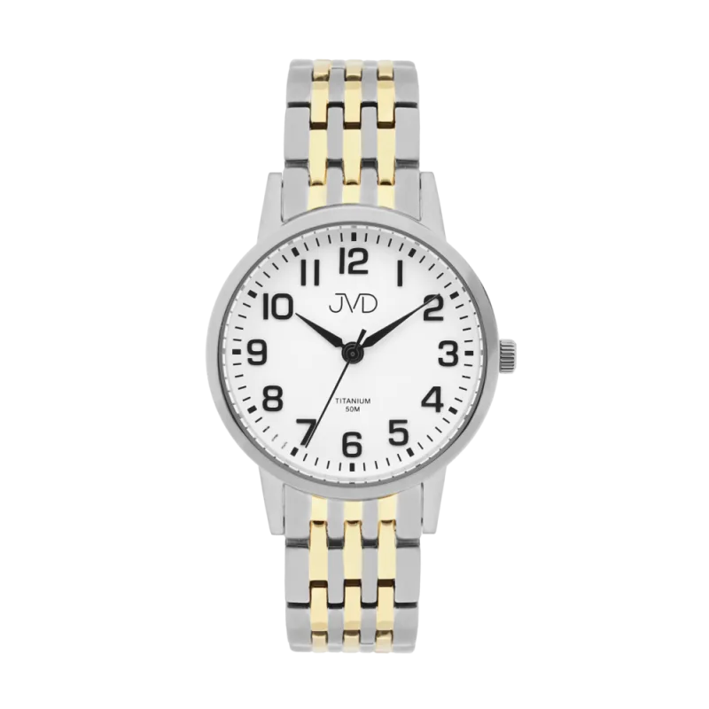 JVD Pánské náramkové zlacené  titanové antialergické hodinky JVD JE5001.2