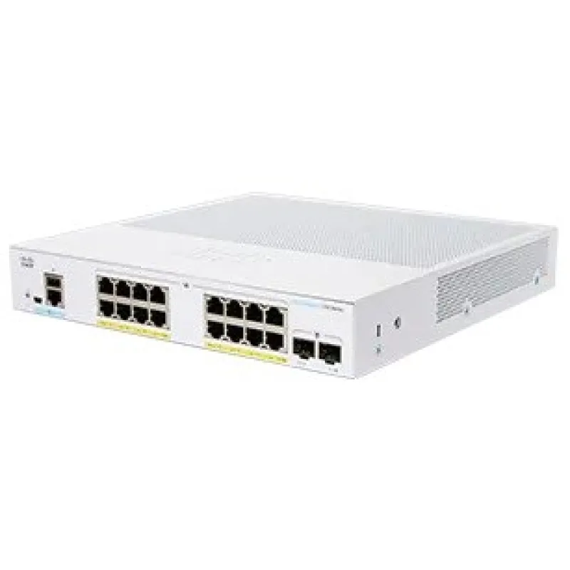 Cisco switch CBS250-16P-2G-UK (16xGbE, 2xSFP, 16xPoE+, 120W, fanless)…