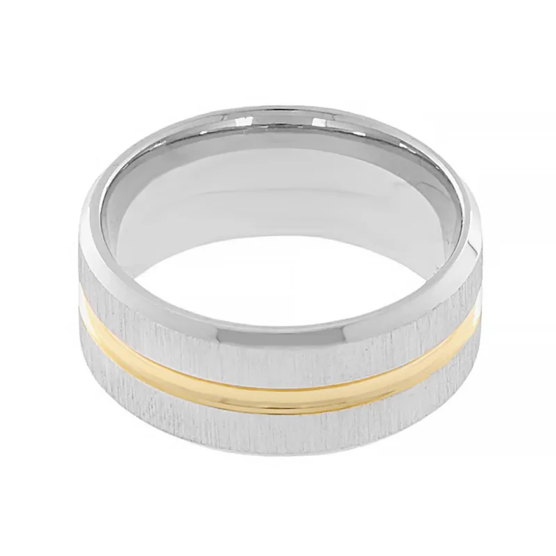 MPM Ocelový snubní nerezový prsten 5239 (velikost 52) - stříbrnozlaté barvy