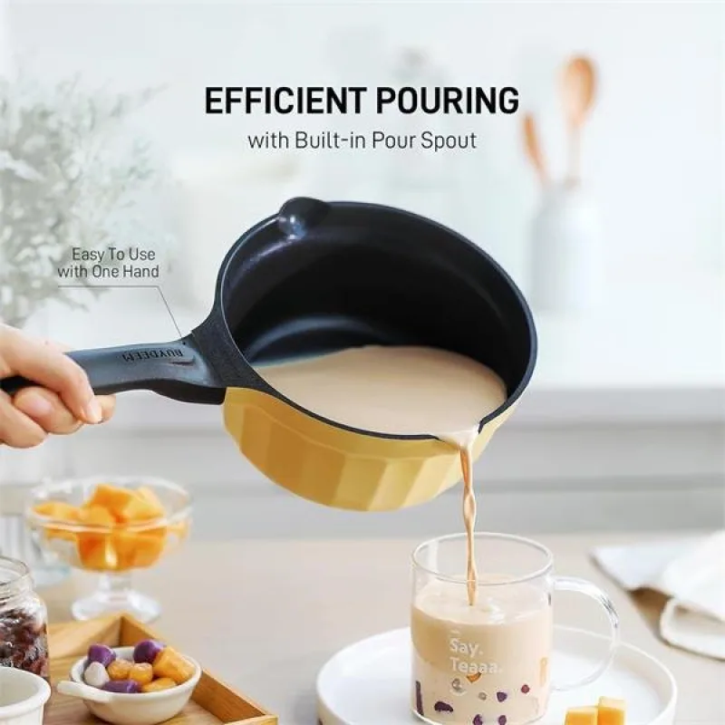 BUYDEEM Hliníkový nepriľnavý hrniec 1,8L, model CP141, farba jemná žltá…