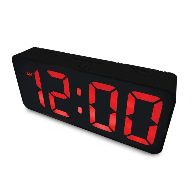 JVD Digitální černý moderní budík do el. sítě JVD SB524.2 s červenými LED číslicemi 