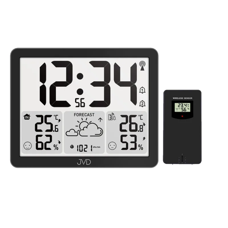 JVD Černá čitelná rádiem řízená meteorologická digitální stanice JVD RB3569