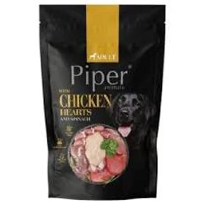 NEW PIPER s kuřecími srdíčky a špenátem, kapsička pro psy 500g