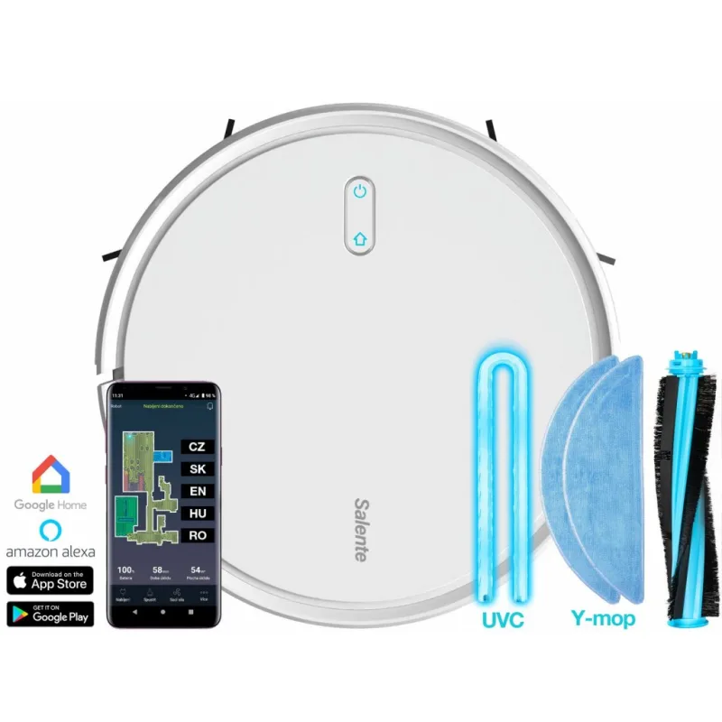 Salente G4, robotický vysávač, stieranie vodou, UVC sterilizácia, biely…