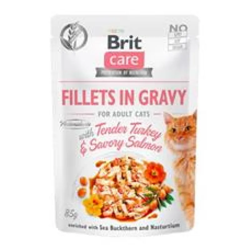 Brit Care Cat Fillets in Gravy Turkey&Salmon 85 g