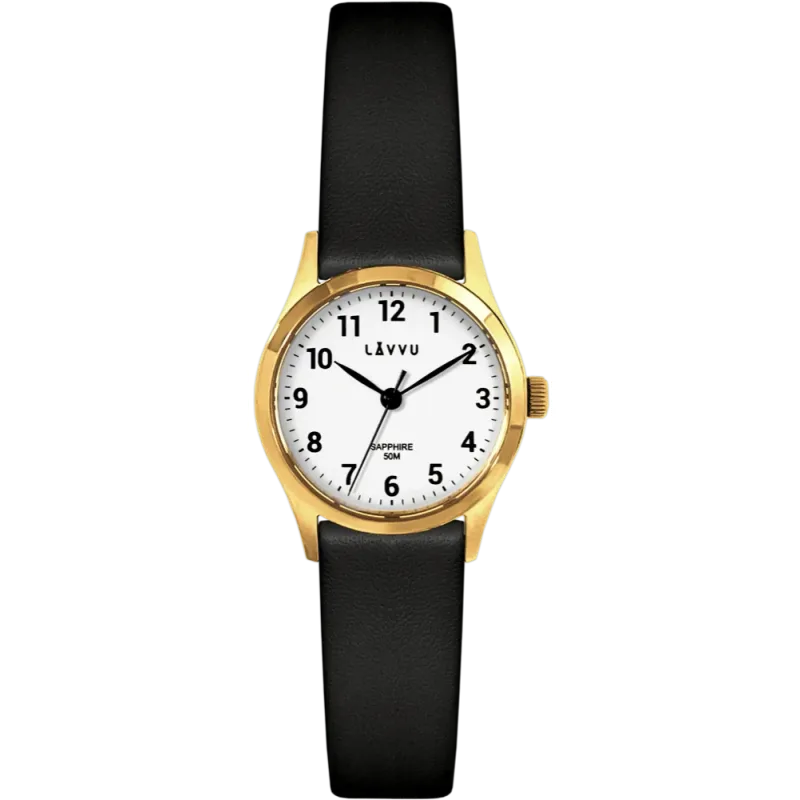 LAVVU Náramkové zlato-černé dámské hodinky SKIEN se safírovým sklíčkem LWL5072