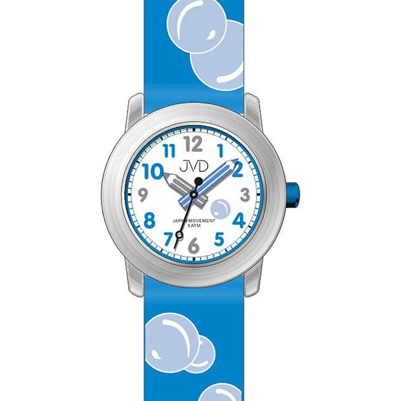 Dětské modré čitelné hodinky JVD J7164.1 s bublinami