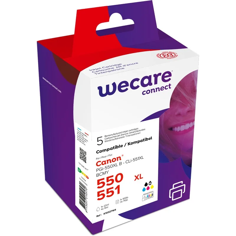 WECARE ARMOR ink sada kompatibilná s Canon PGI550BKXL+CLI551XL, CMYK…