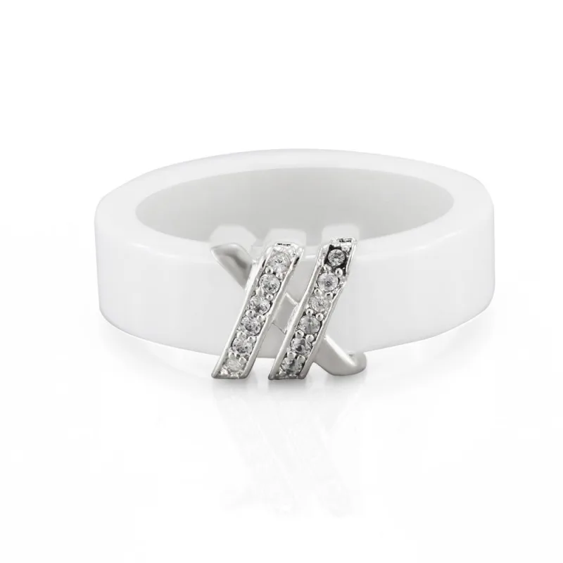 MPM Prsten z chirurgické oceli Ring 7833, Ceramic, size 52