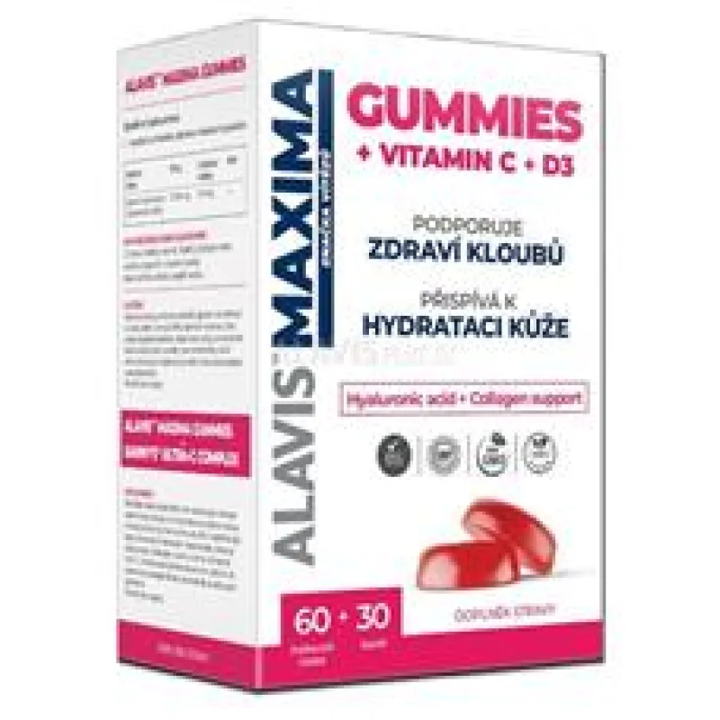 ALAVIS MAXIMA GUMMIES Vitamin C+D3 žvýkací tbl.60+cps.30