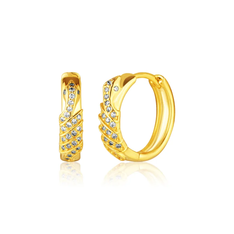 JVD Dámské stříbrné pozlacené kruhové náušnice se zirkony SVLE0923SK6GO00