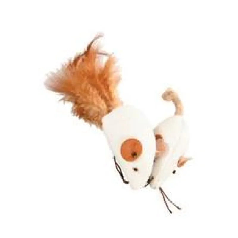 Hračka kočka myš bílá 2 x 4cm textil Zolux 1 ks