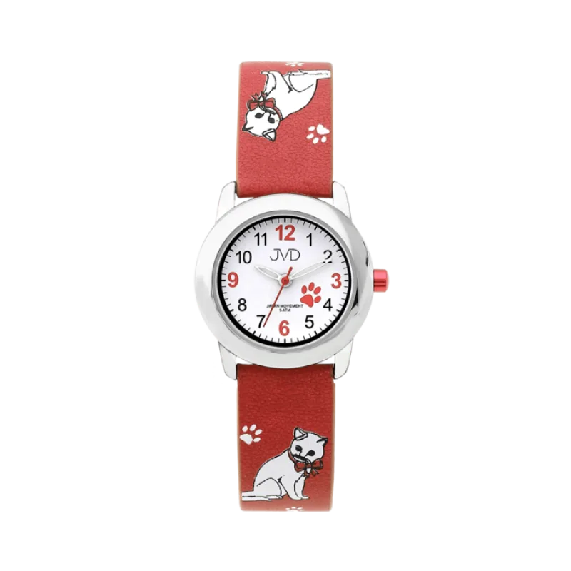 Dětské dívčí hodinky JVD J7153.3 s kočičími motivy a kočkami