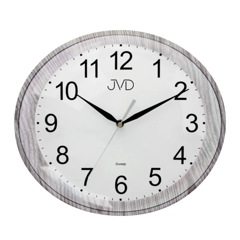 JVD Oválné tiché netikající plynulé hodiny v imitaci dřeva JVD sweep HP664.11