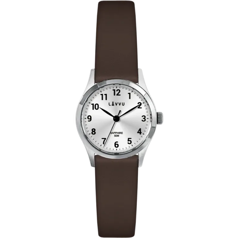 LAVVU Náramklové stříbrno-hnědé dámské hodinky SKIEN se safírovým sklíčkem LWL5071