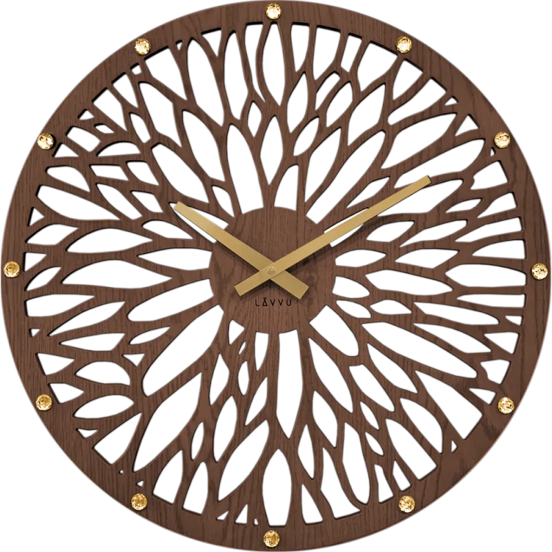 LAVVU Impozantní tmavé dřevěné hodiny LAVVU WOOD LCT1180