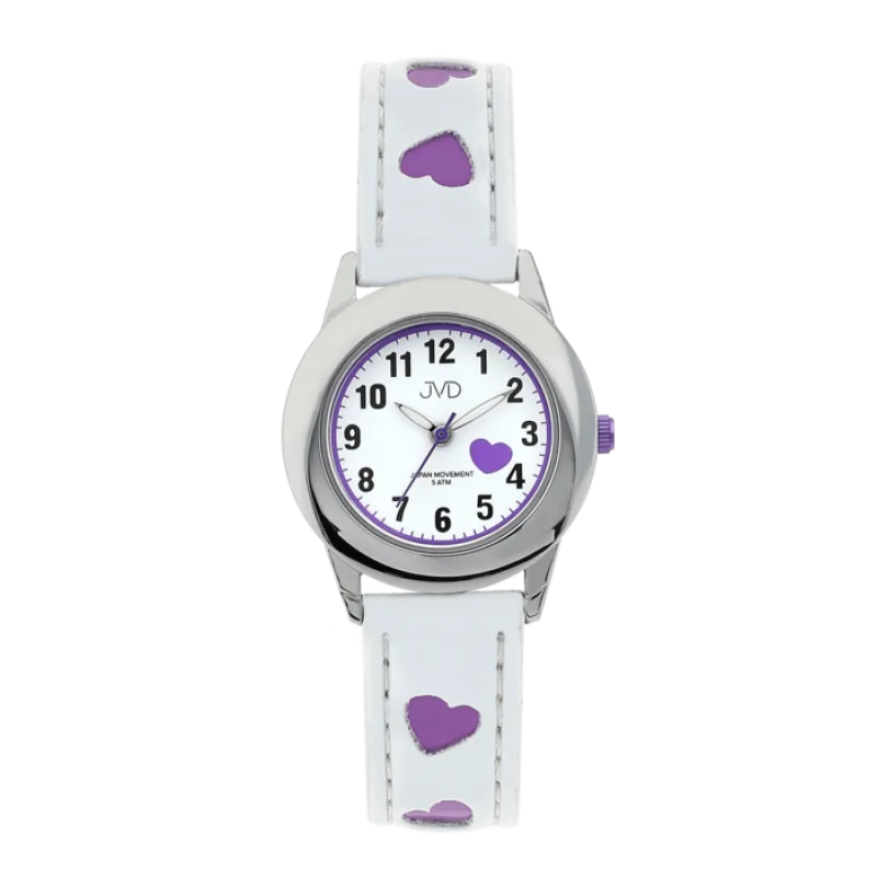 Dětské náramkové hodinky JVD basic J7125.2 s fialovými srdíčky