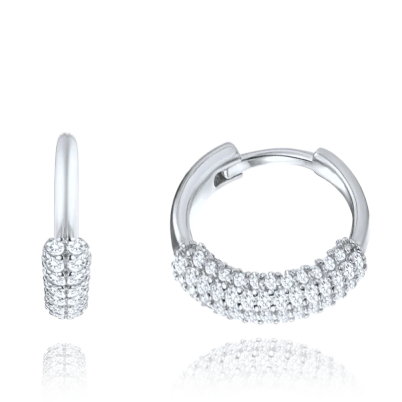 MINET Luxusní stříbrné náušnice s bílými zirkony