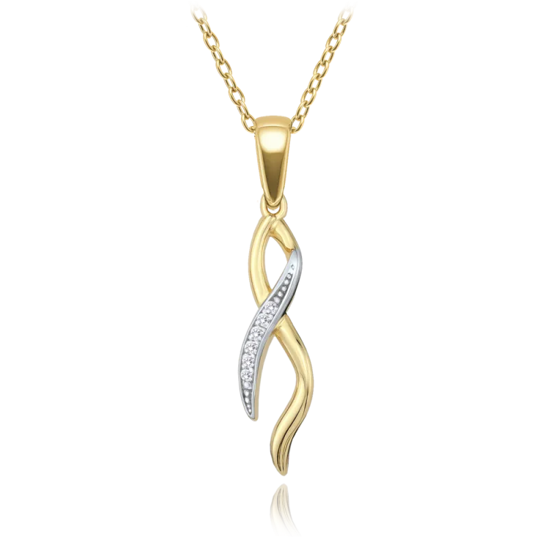 MINET Elegantní zlatý náhrdelník s bílými zirkony Au 585/1000 2,25g JMG0312WGN48