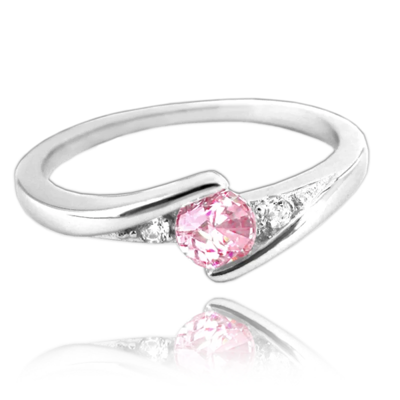 MINET Elegantní stříbrný prsten s růžovým zirkonem vel. 63 JMAN0046PR63