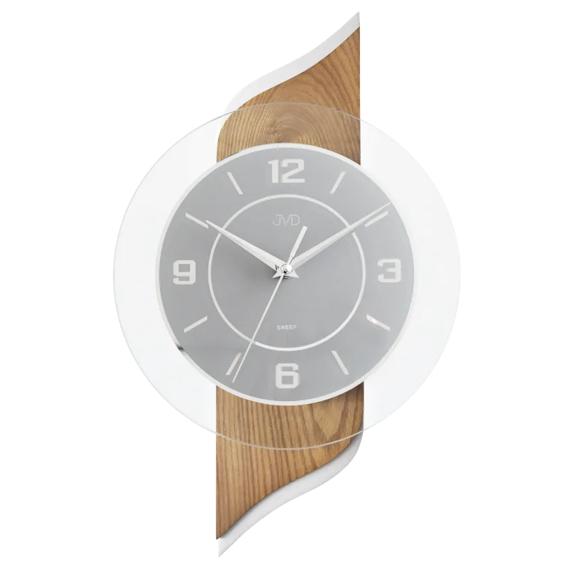 JVD Nástěnné Dřevěné skleněné netikající tiché hodiny JVD NS22004/78