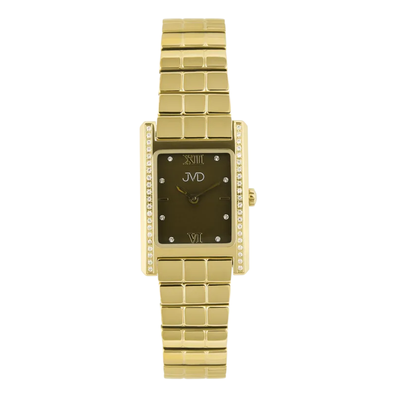JVD Dámské hranaté zlacené elegantní šperkové hodinky JVD JG1041.3