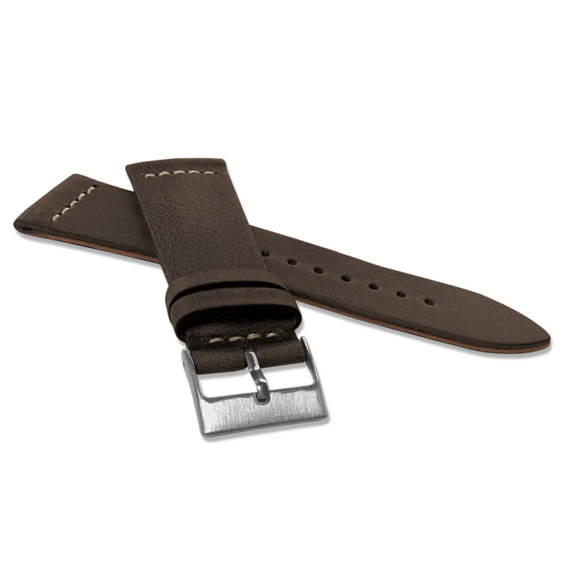 LAVVU Tmavě hnědý zúžený řemínek RETRO z luxusní kuže Top Grain - 24 LSVUC24