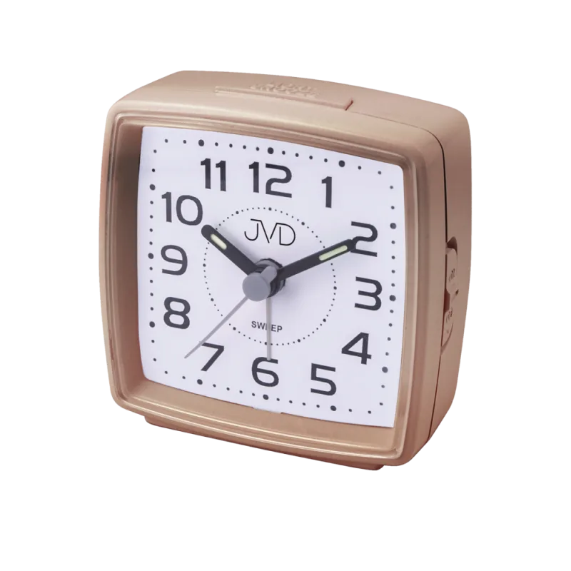 JVD Rose gold bateriový ručkový netikající tichý budík JVD SRP28.6